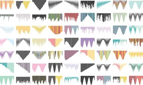 Collection of abstract colorful gradient wave patterns with varying thickne.. Stockillustratie