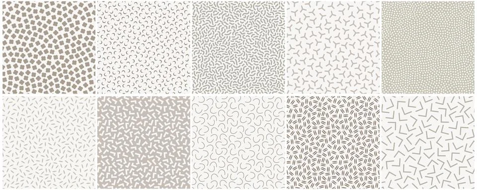 Collection of abstract delicate vector seamless patterns. Trendy beige Illustrazione stock
