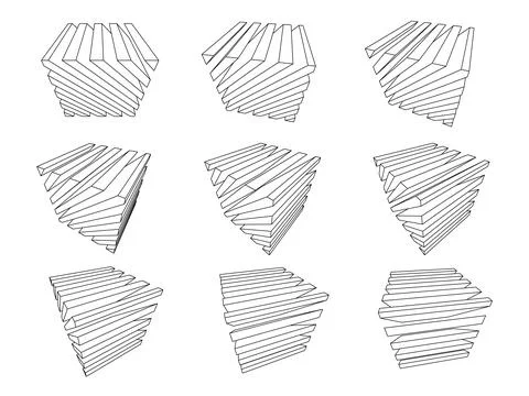 Collection of abstract design cubes Stock Illustration