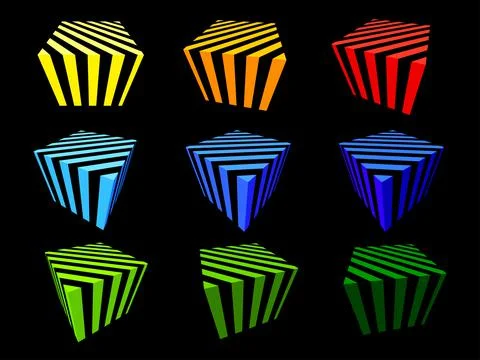 Collection of abstract design cubes Stock Illustration