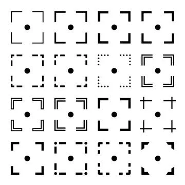 Collection of abstract geometric corner elements and corner brackets with c.. Stock Illustration
