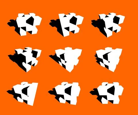 Collection of abstract geometric design elements composed out of cubes Stock Illustration