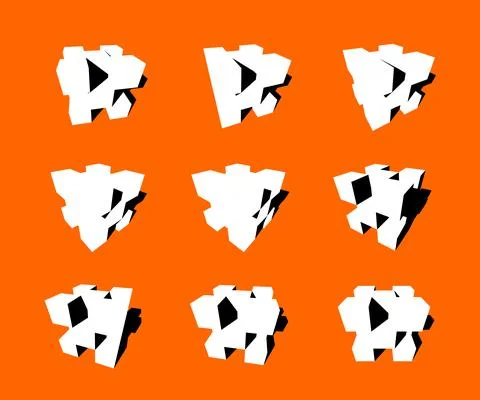 Collection of abstract geometric design elements composed out of cubes Stock Illustration