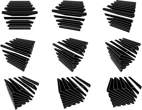 Collection of abstract geometric design elements composed out of cubes Stock Illustration