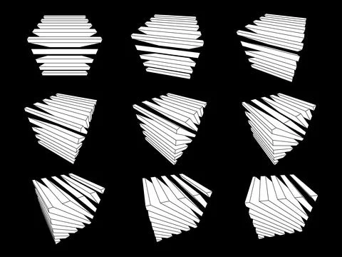 Collection of abstract geometric design elements composed out of cubes Stock Illustration