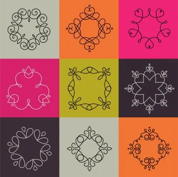 Collection of abstract geometrical icons, elements and frames Stock Illustration