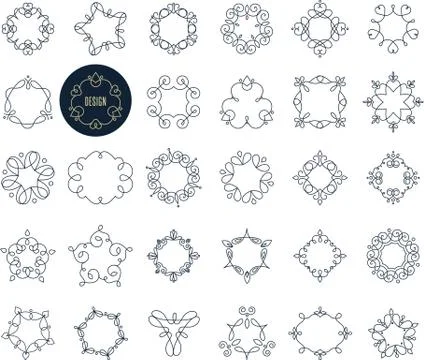 Collection of abstract geometrical icons, elements and frames Stock Illustration