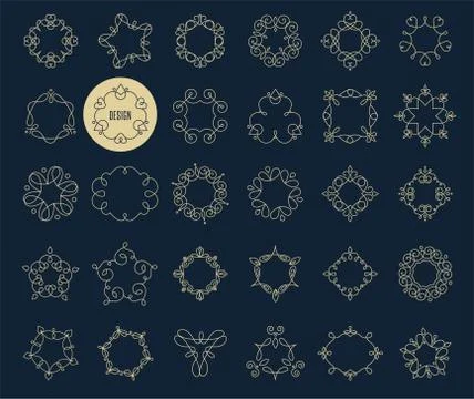 Collection of abstract geometrical icons, elements and frames Stock Illustration
