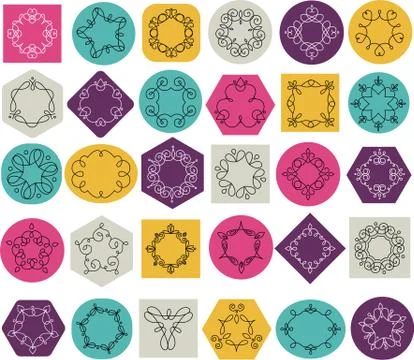 Collection of abstract geometrical icons, elements and frames Stock Illustration
