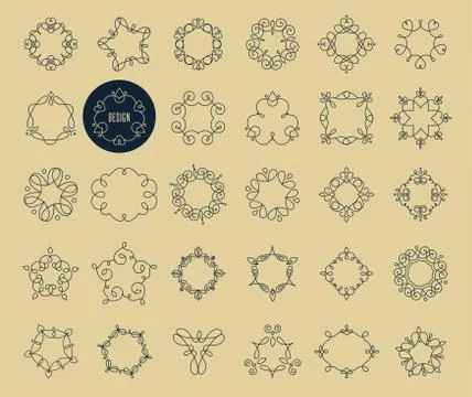 Collection of abstract geometrical icons, elements and frames Stock Illustration