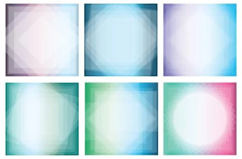 Collection of abstract gradient backgrounds with transparent shapes. Stock Illustration