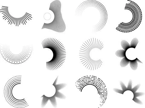 Collection of abstract line patterns in black and white featuring various d.. イラスト素材