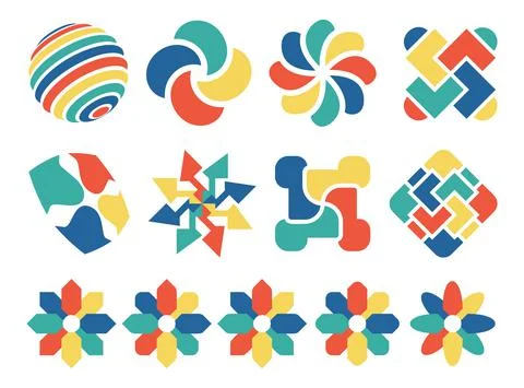 Collection of abstract logos. Vector print illustration Stock Illustration