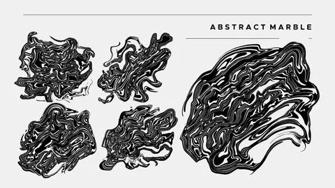 Collection of abstract marble design template. Fluid marble design set. Stock Illustration