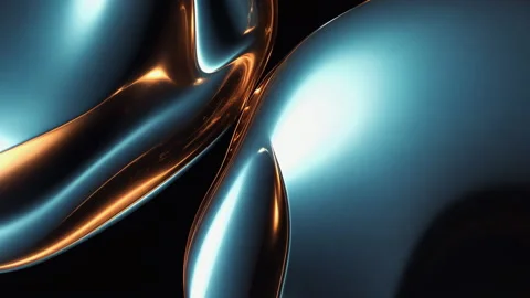 A Collection of Abstract Metallic Fluid Forms Displaying Elegant Blue and Stock Footage 294720712