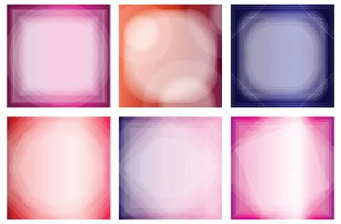 Collection of abstract multicolored backgrounds with transparent shapes Stock Illustration