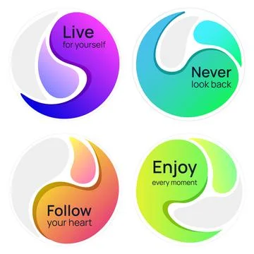 Collection of abstract multicolored waves with text. Vector illustration Stock Illustration