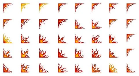Collection of abstract red and orange pixel art icons 스톡 일러스트