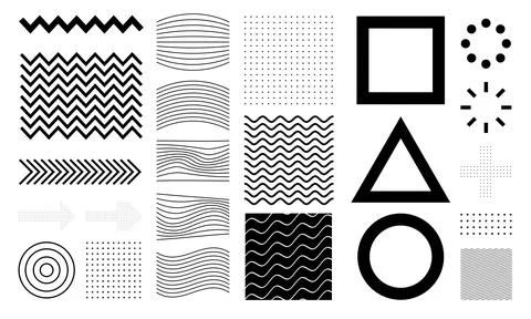 A collection of abstract shape designs, suitable for design elements such as  스톡 일러스트