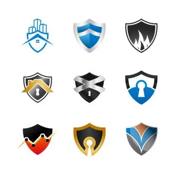 Collection of abstract shield logo design Stock Illustration