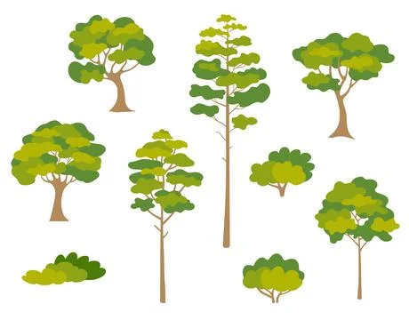 Collection of abstract stylized trees Stock Illustration