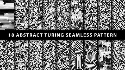 Collection of abstract turing seamless pattern 스톡 일러스트