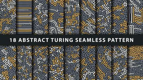 Collection of abstract turing seamless pattern 스톡 일러스트