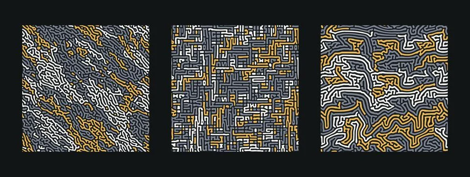 Collection of abstract turing seamless pattern Stock Illustration