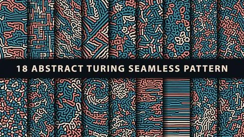 Collection of abstract turing seamless pattern 스톡 일러스트