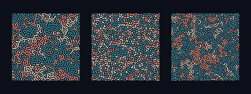Collection of abstract turing seamless pattern Stock Illustration