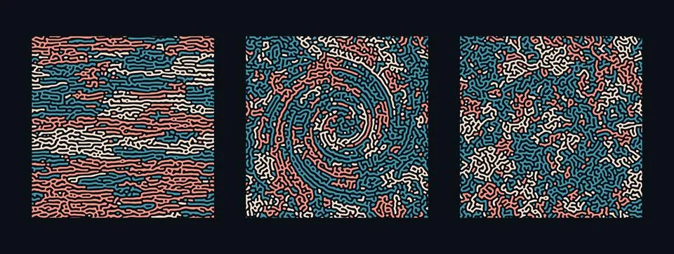 Collection of abstract turing seamless pattern Stock-Illustration