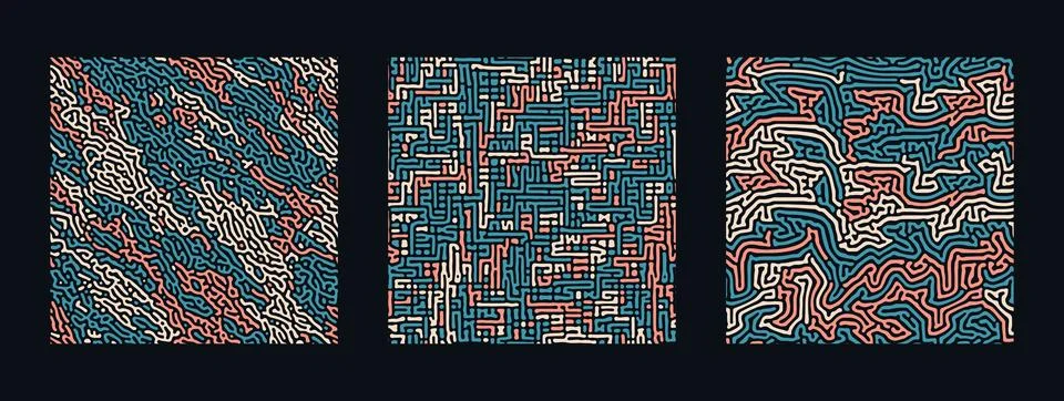 Collection of abstract turing seamless pattern Stock Illustration