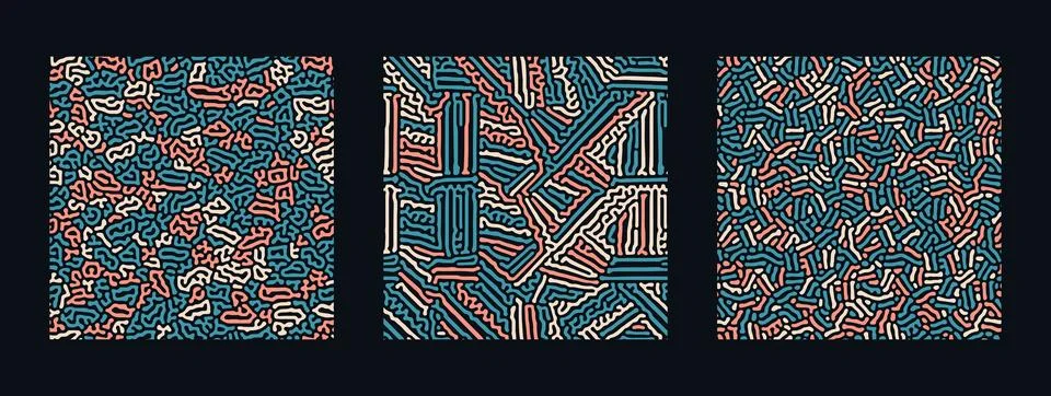 Collection of abstract turing seamless pattern Stock Illustration