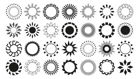 Collection of abstraction of different black sun - Vector Stock Illustration