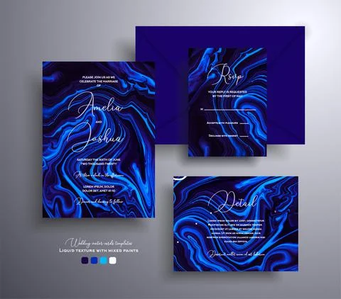 Collection of acrylic wedding invitations with stone texture. Mineral vector Stock Illustration