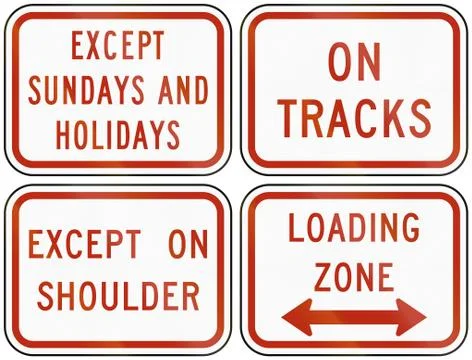 Collection of additional traffic panels used in the USA Stock Illustration