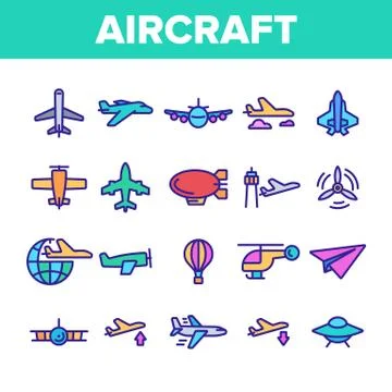 Collection Aircraft Elements Vector Icons Set イラスト素材