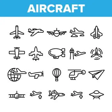 Collection Aircraft Elements Vector Icons Set イラスト素材