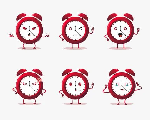 Collection of alarm clock expression vector illustration. Set of alarm clock Illustrazione stock