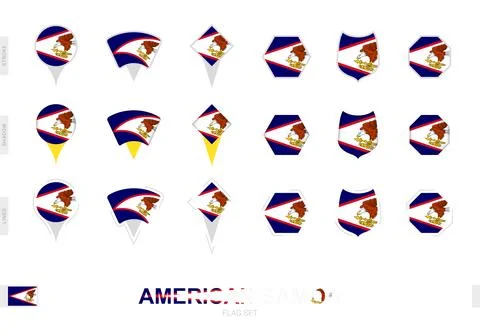 Collection of the American Samoa flag in different shapes and with three di.. Stock Illustration