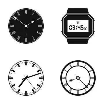Collection of analog and digital timekeeping devices Stock Illustration
