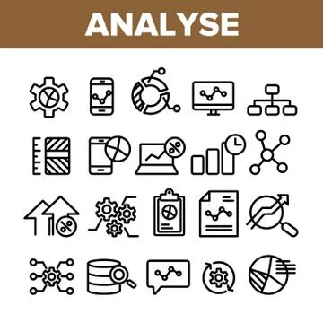 Collection Analyse Element Sign Icons Set Vector Stock Illustration