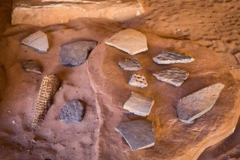 Collection of ancient Native Pueblo artifacts Stock Photos