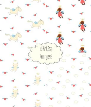 Collection of angel patterns Stock Illustration