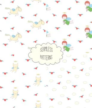 Collection of angel patterns Stock Illustration