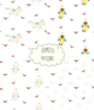 Collection of angel patterns Illustrazione stock