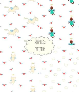 Collection of angel patterns Stock Illustration