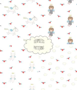 Collection of angel patterns Illustrazione stock