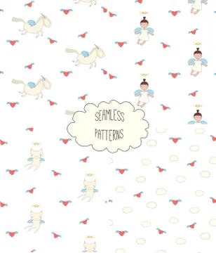 Collection of angel patterns Illustrazione stock