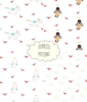 Collection of angel patterns Stock Illustration